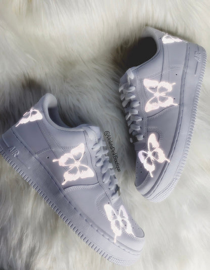 Women's Custom Sneakers Air Force Reflective Butterflies
