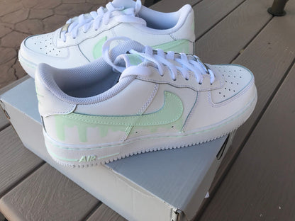 CUSTOM Nike Air Force 1, Drip Painted Nikes, Mint Nikes, Nike Shoes, *READ DESCRIPTION*