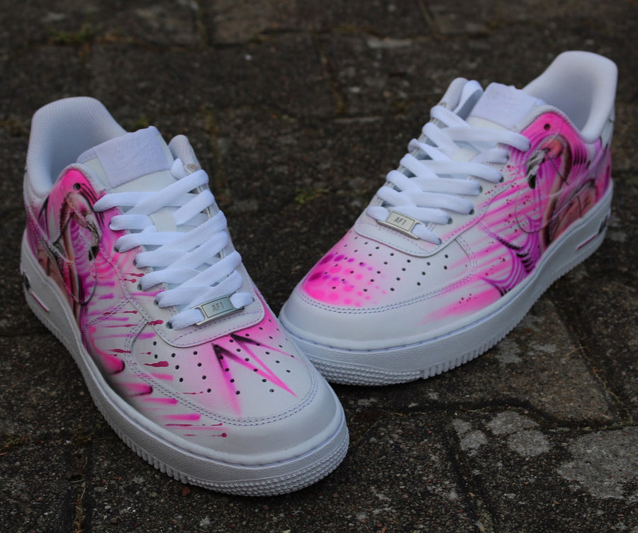 Custom Nike Air Force 1 “Pink Flamingo” Street Art Graffiti Style Sneaker Art