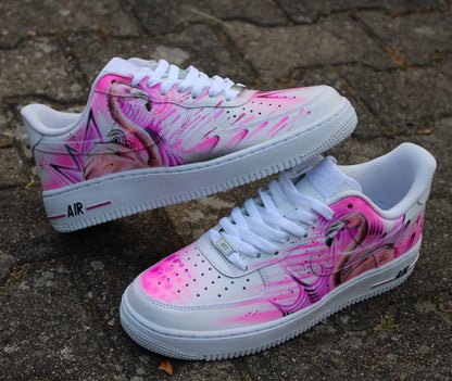 Custom Nike Air Force 1 “Pink Flamingo” Street Art Graffiti Style Sneaker Art