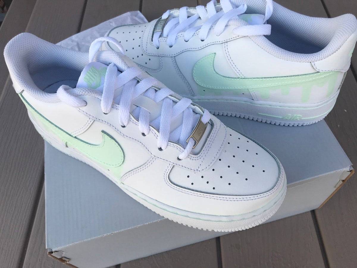 CUSTOM Nike Air Force 1, Drip Painted Nikes, Mint Nikes, Nike Shoes, *READ DESCRIPTION*