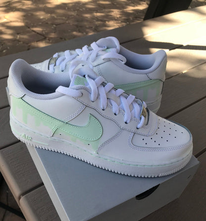 CUSTOM Nike Air Force 1, Drip Painted Nikes, Mint Nikes, Nike Shoes, *READ DESCRIPTION*