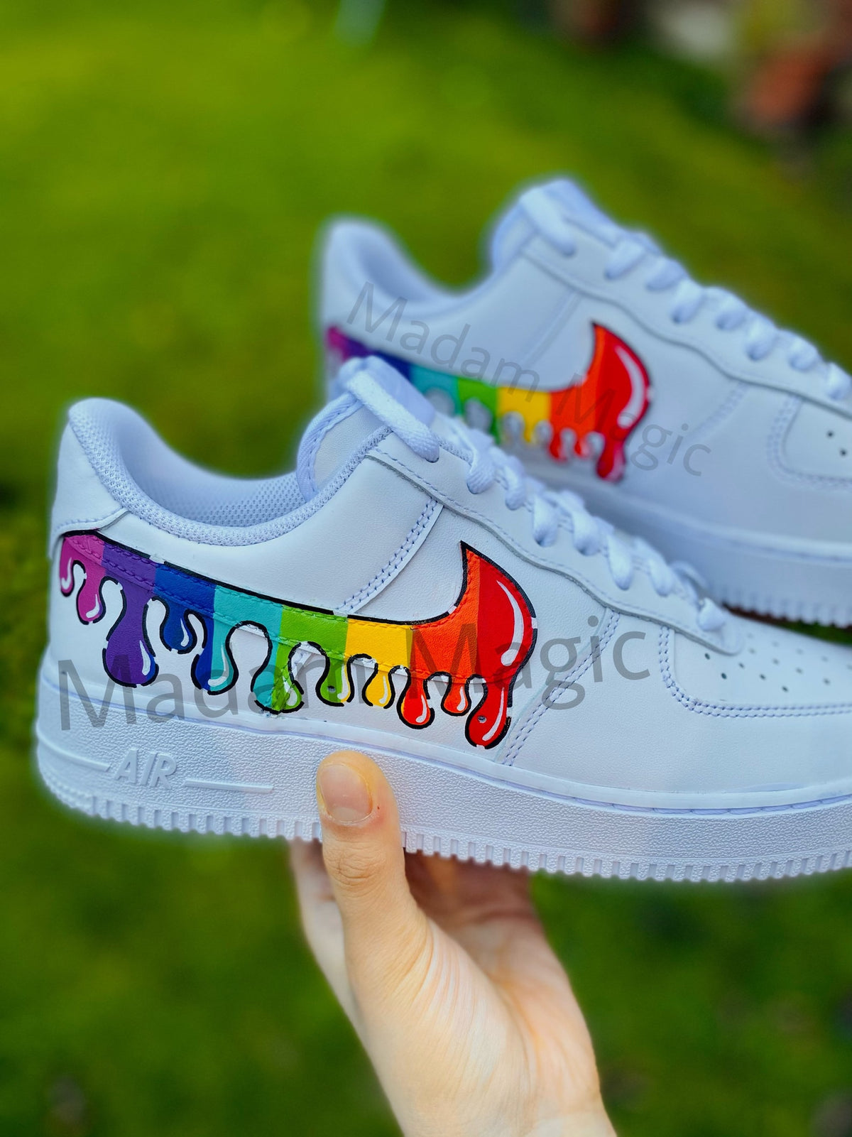 Hand Painted Custom Air Force 1 Low Cartoon Rainbow Drip AF1 Customized Made to Order Woman Man Sneakers Handmade Shoes
