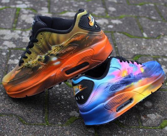 Custom Nike Air Max 90 “from Sunrise 2 Sunset” unique and handpainted sneaker art