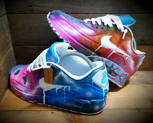 Custom Painted Air Max 90/Sneakers/Shoes/Kicks/Premium/Personalised/Solar Drip-Blue