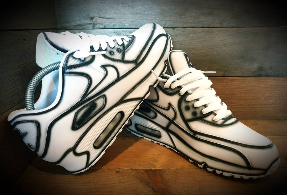 Custom Painted Air Max 90/Sneakers/Shoes/Kicks/Premium/Personalised/White Cartoon