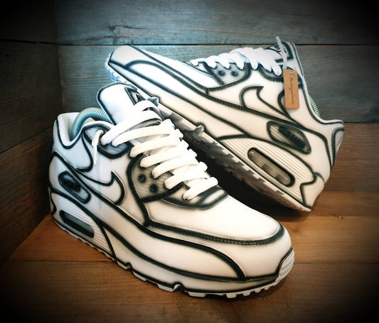 Custom Painted Air Max 90/Sneakers/Shoes/Kicks/Premium/Personalised/White Cartoon
