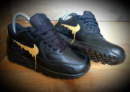 Custom Painted Air Max 90/Sneakers/Shoes/Kicks/Premium/Personalised/Dripping Gold