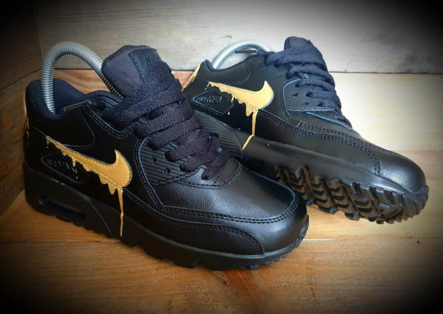 Custom Painted Air Max 90/Sneakers/Shoes/Kicks/Premium/Personalised/Dripping Gold