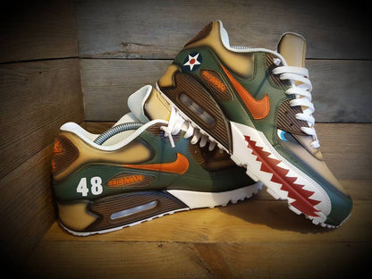 Custom Painted Air Max 90/Sneakers/Shoes/Kicks/Premium/Personalised/Warhawk/Sharks Teeth