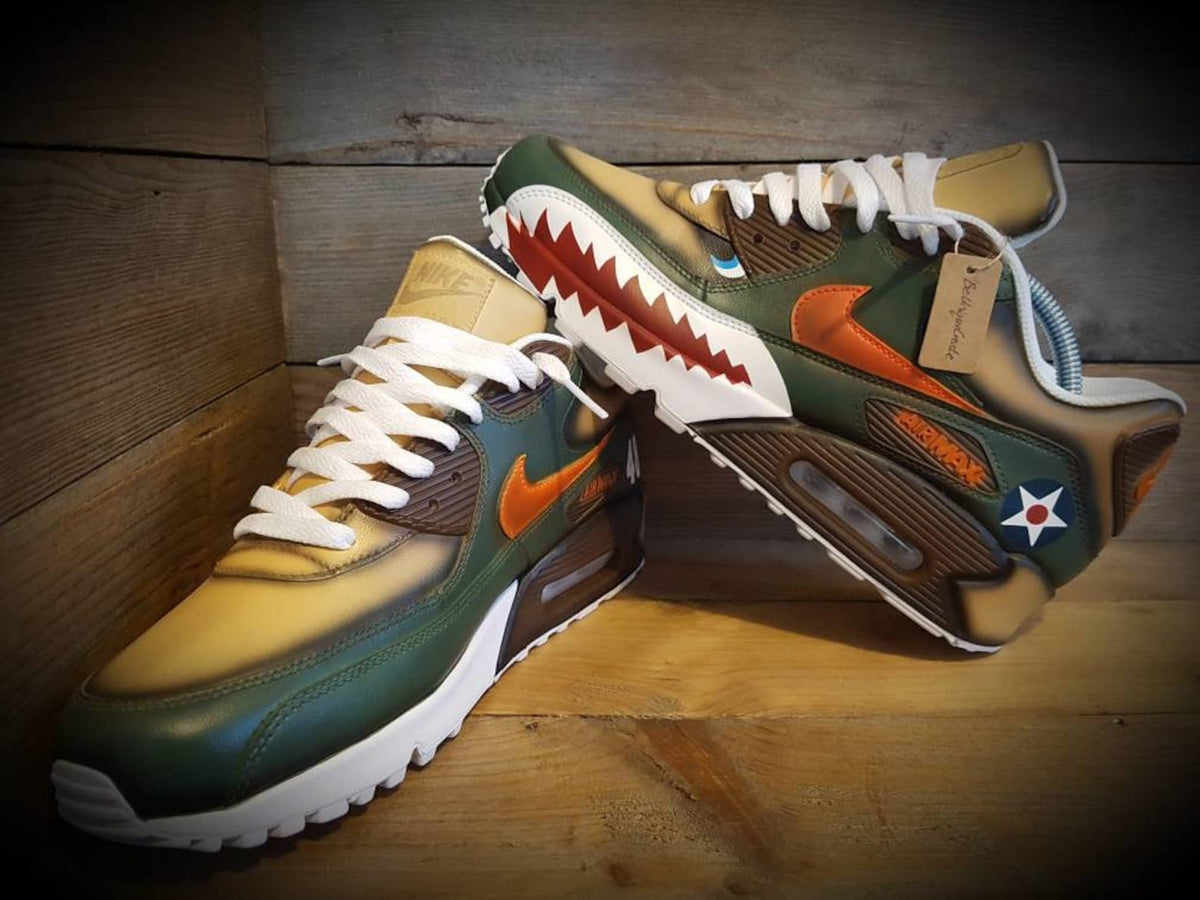 Custom Painted Air Max 90/Sneakers/Shoes/Kicks/Premium/Personalised/Warhawk/Sharks Teeth