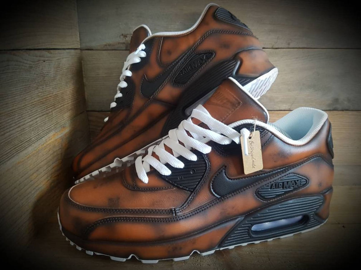 Custom Painted Air Max 90/Sneakers/Shoes/Kicks/Premium/Personalised/Aged Leather