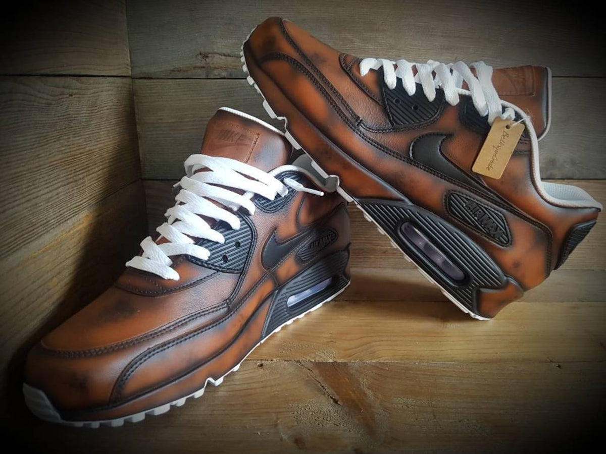 Custom Painted Air Max 90/Sneakers/Shoes/Kicks/Premium/Personalised/Aged Leather