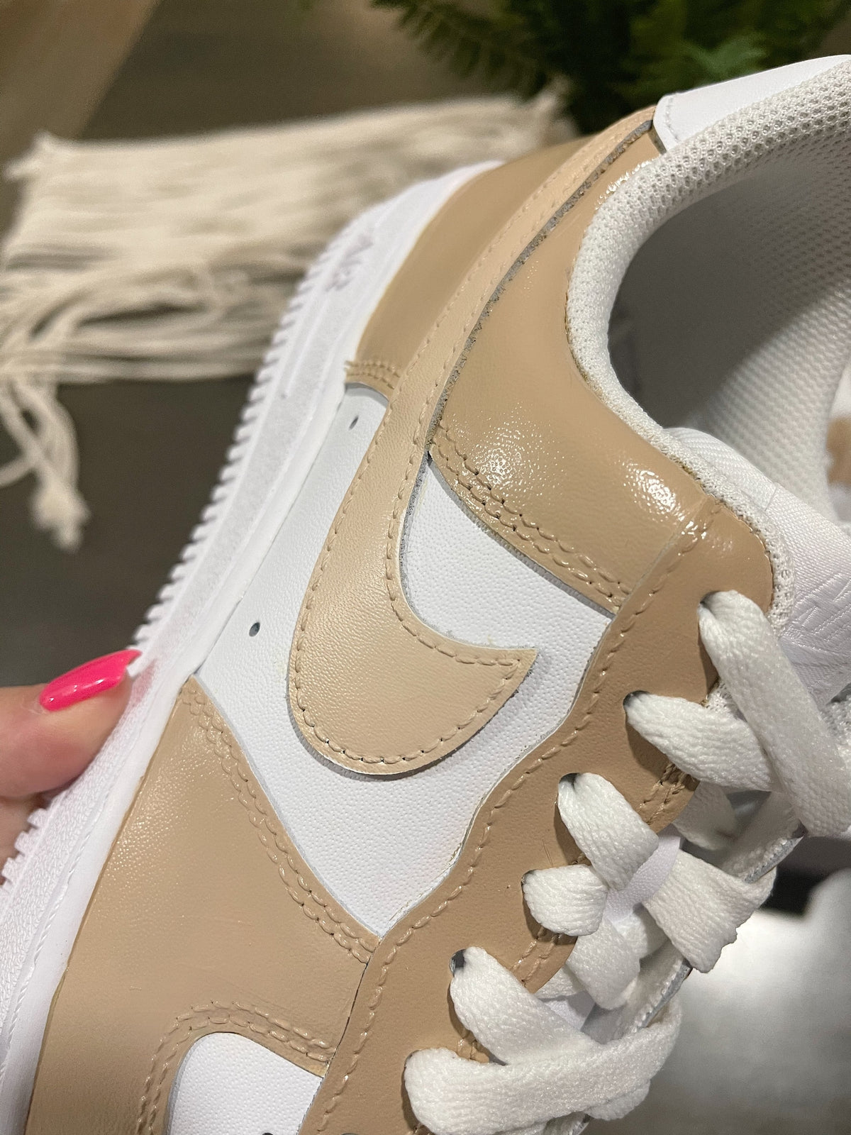 Custom Hand-Painted Nike Air Force 1 - Beige Colorblock Sneakers