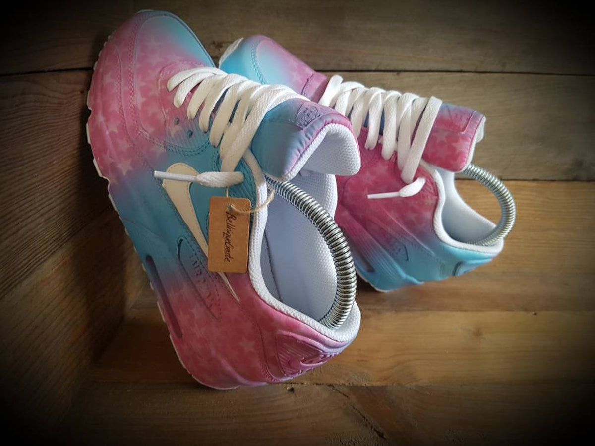 Custom Painted Air Max 90/Sneakers/Shoes/Kicks/Premium/Personalised/Pink Blended Stars