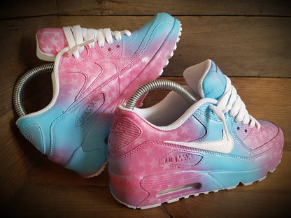 Custom Painted Air Max 90/Sneakers/Shoes/Kicks/Premium/Personalised/Pink Blended Stars