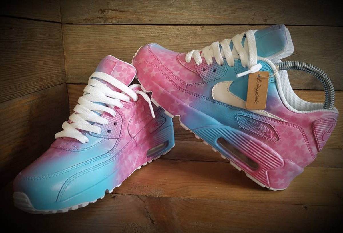Custom Painted Air Max 90/Sneakers/Shoes/Kicks/Premium/Personalised/Pink Blended Stars