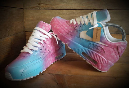 Custom Painted Air Max 90/Sneakers/Shoes/Kicks/Premium/Personalised/Pink Blended Stars