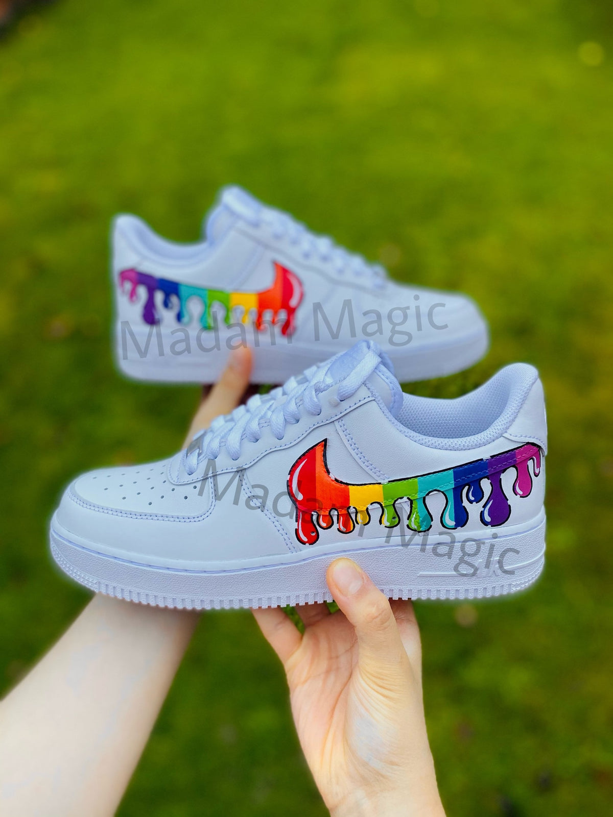 Hand Painted Custom Air Force 1 Low Cartoon Rainbow Drip AF1 Customized Made to Order Woman Man Sneakers Handmade Shoes