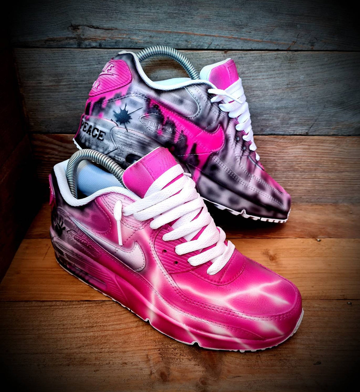 Custom Painted Air Max 90/Sneakers/Shoes/Kicks/Premium/Personalised/Pink Brick Art