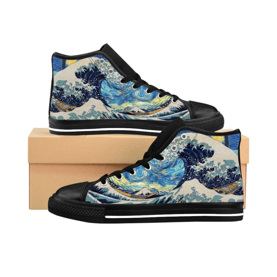 Van Gogh Great Wave Starry Night Custom shoes, Men's High-top Sneakers