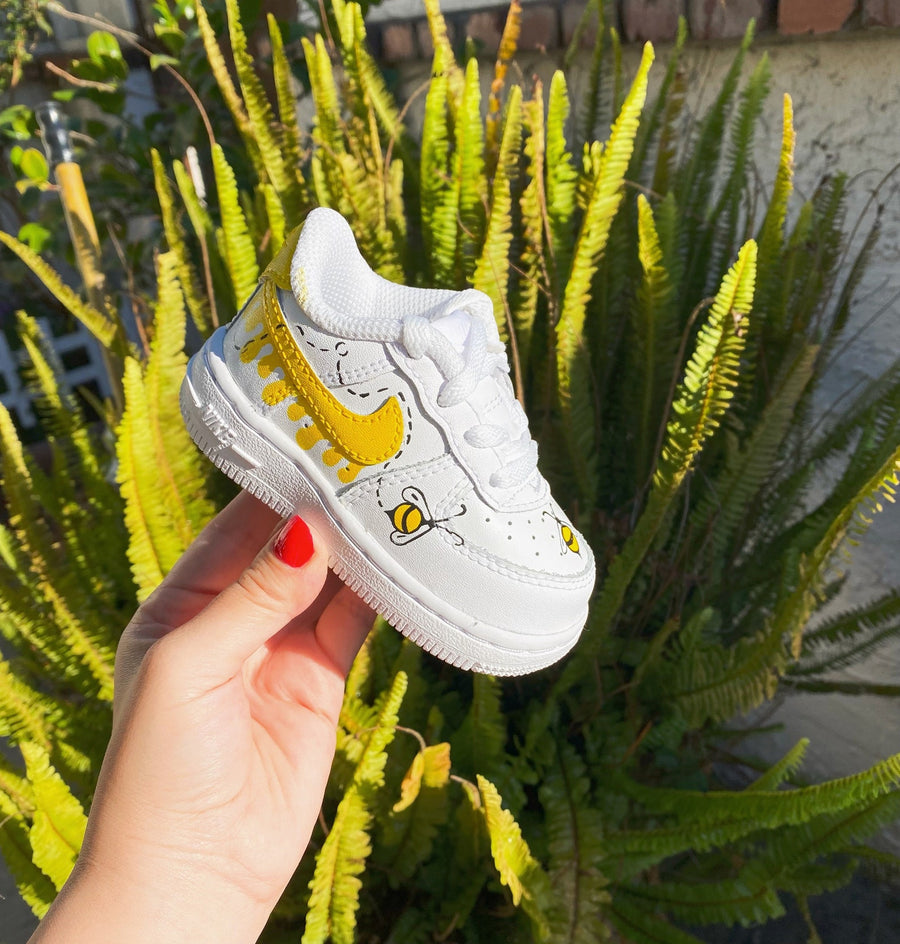 Honey Bee Drip - Custom Kids Nike Air Force 1 - Personalized Sneakers