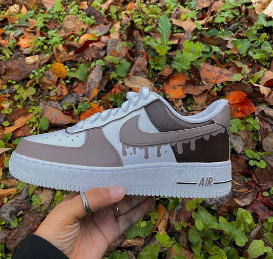 Custom Drip Air Force Ones - Custom AF1 - Custom Painted brown Air Force 1’s