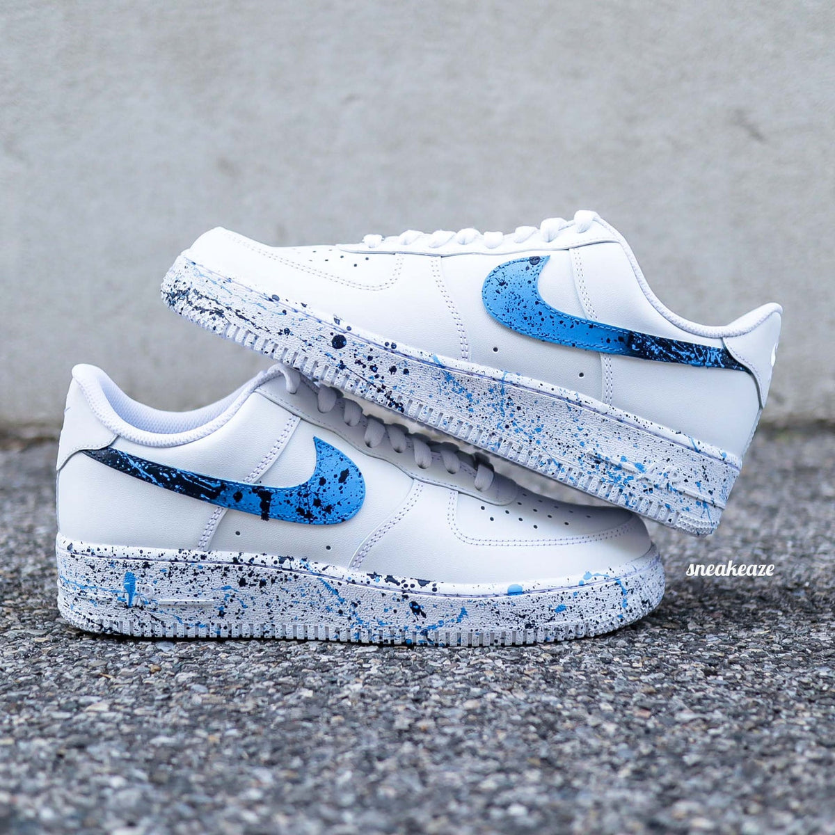 Air Force 1 Splash custom sneakers blue paint splatter