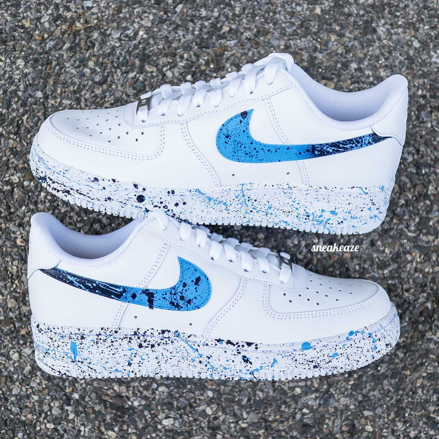 Air Force 1 Splash custom sneakers blue paint splatter