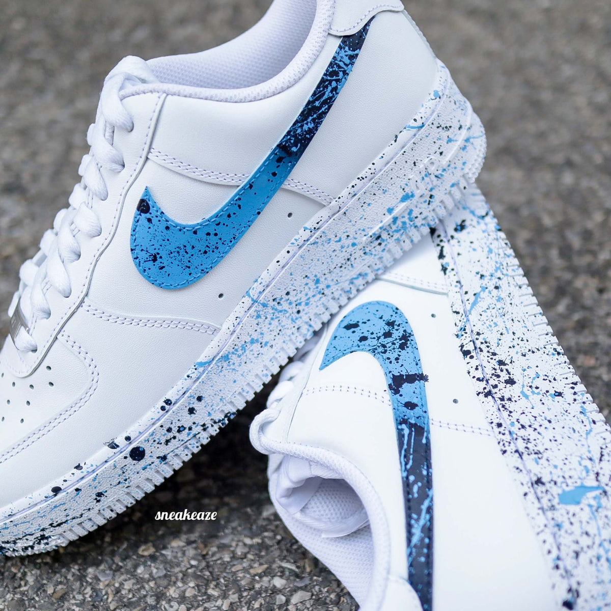 Air Force 1 Splash custom sneakers blue paint splatter