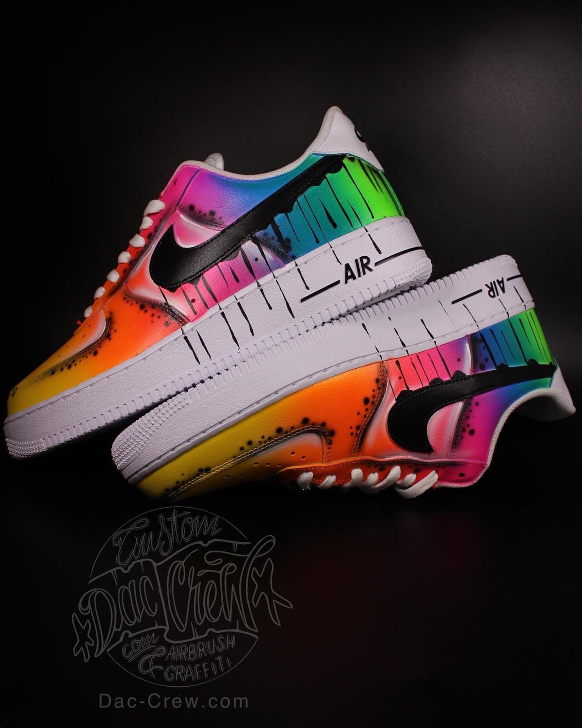 Custom Nike Air Force 1 “Neon Flash” unique and handpainted sneakers art