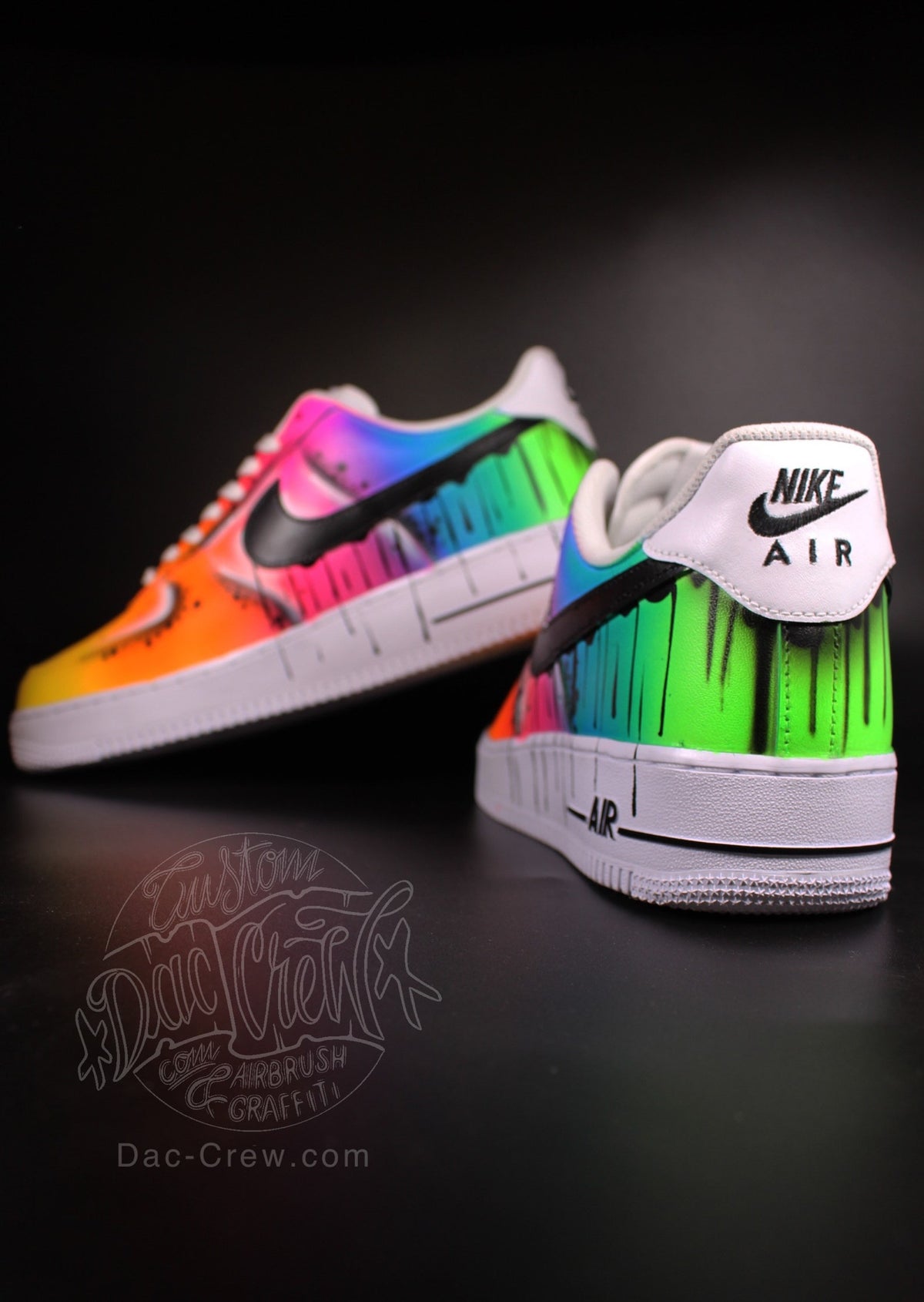 Custom Nike Air Force 1 “Neon Flash” unique and handpainted sneakers art