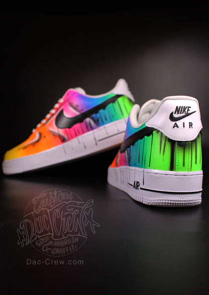Custom Nike Air Force 1 “Neon Flash” unique and handpainted sneakers art