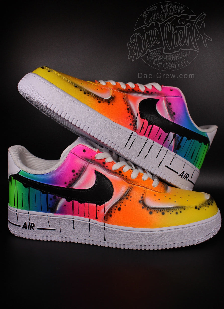Custom Nike Air Force 1 “Neon Flash” unique and handpainted sneakers art