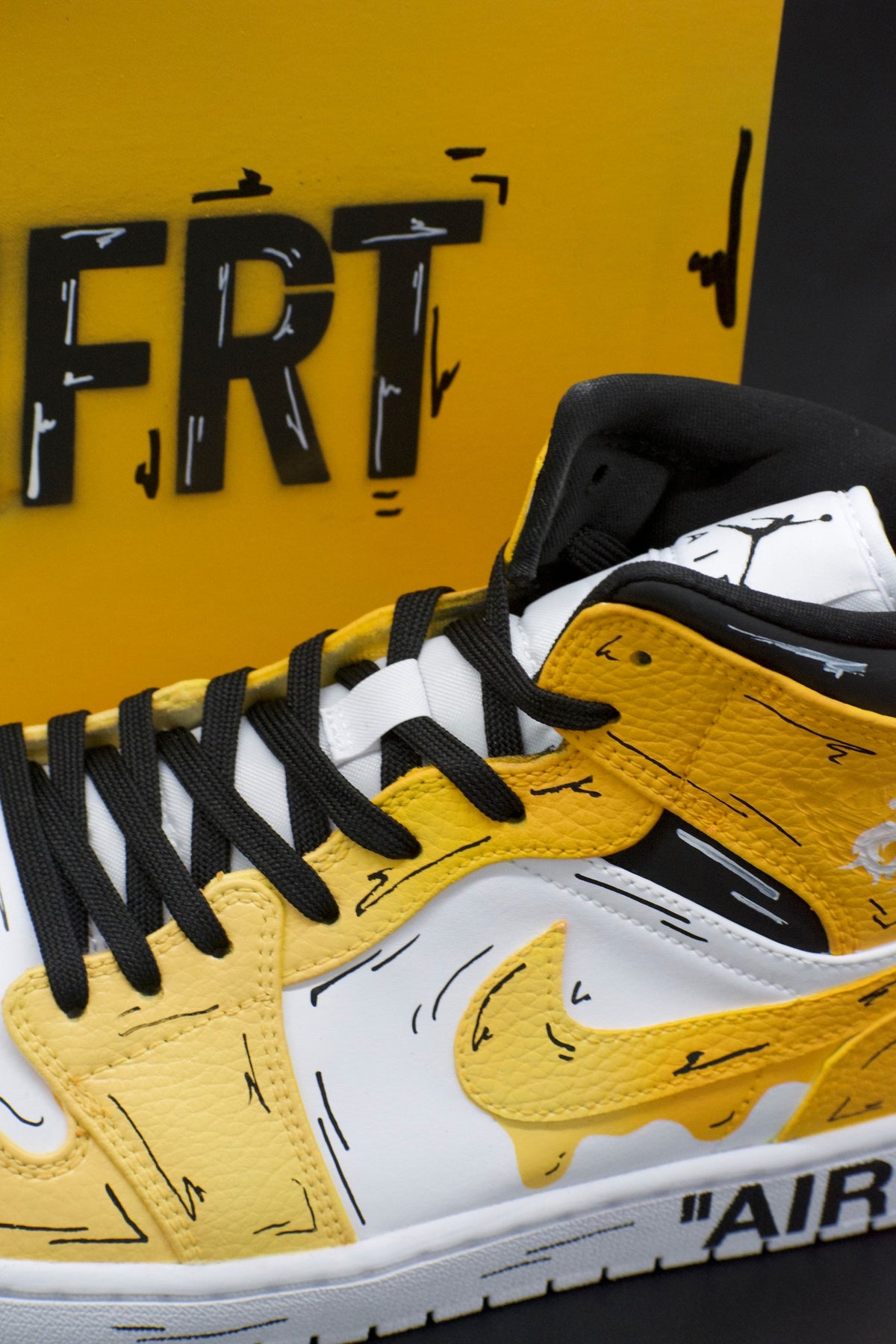 Yellow Cartoon Drip Jordan 1s