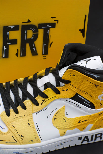 Yellow Cartoon Drip Jordan 1s