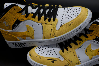 Yellow Cartoon Drip Jordan 1s