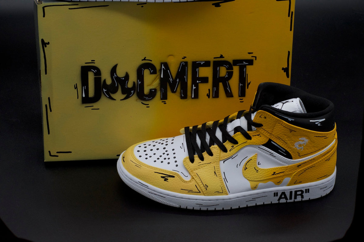 Yellow Cartoon Drip Jordan 1s