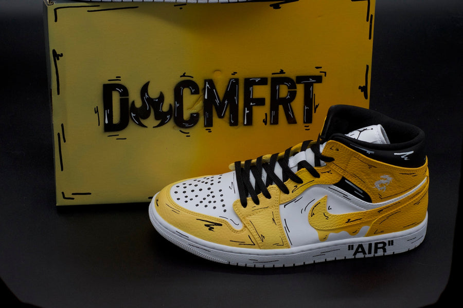 Yellow Cartoon Drip Jordan 1s