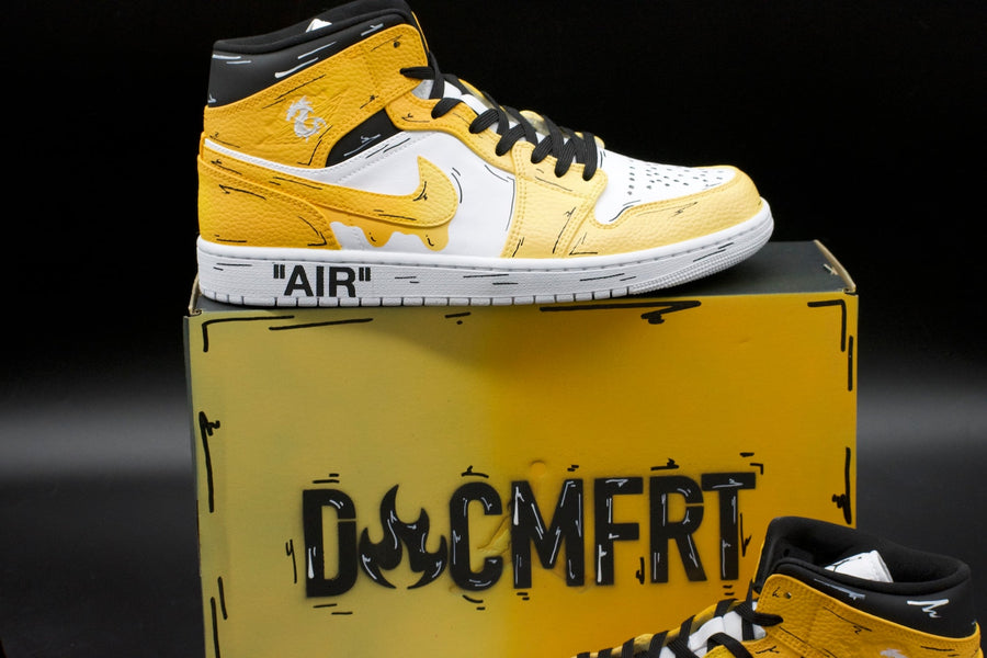 Yellow Cartoon Drip Jordan 1s