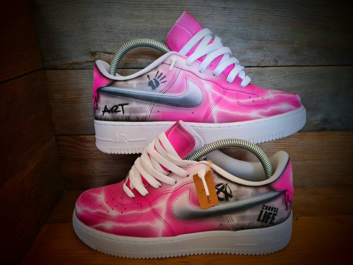 Custom Air Force 1/AF1/Sneakers/Shoes/Kicks/Premium/Personalised/Pink Brick Art