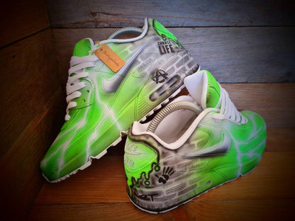 Custom Painted Air Max 90/Sneakers/Shoes/Kicks/Premium/Personalised/Green Brick Art
