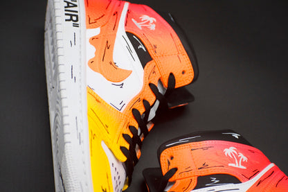 Cartoon Sunset drip fade Jordan 1 mids