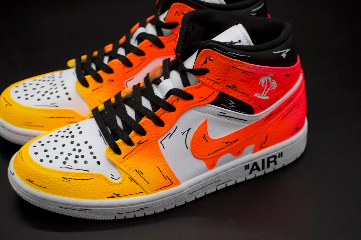 Cartoon Sunset drip fade Jordan 1 mids