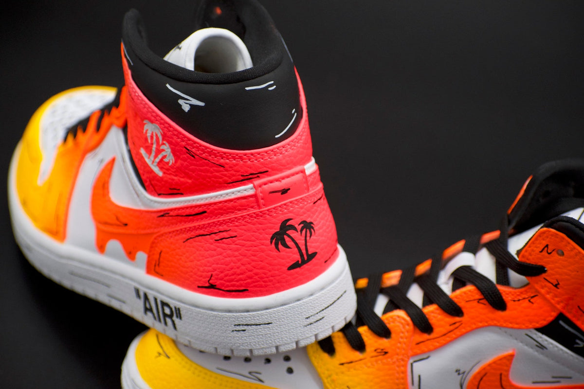 Cartoon Sunset drip fade Jordan 1 mids