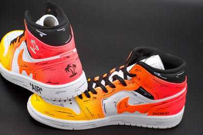 Cartoon Sunset drip fade Jordan 1 mids