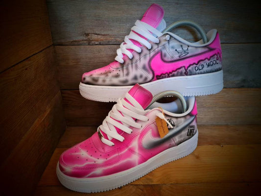 Custom Air Force 1/AF1/Sneakers/Shoes/Kicks/Premium/Personalised/Pink Brick Art