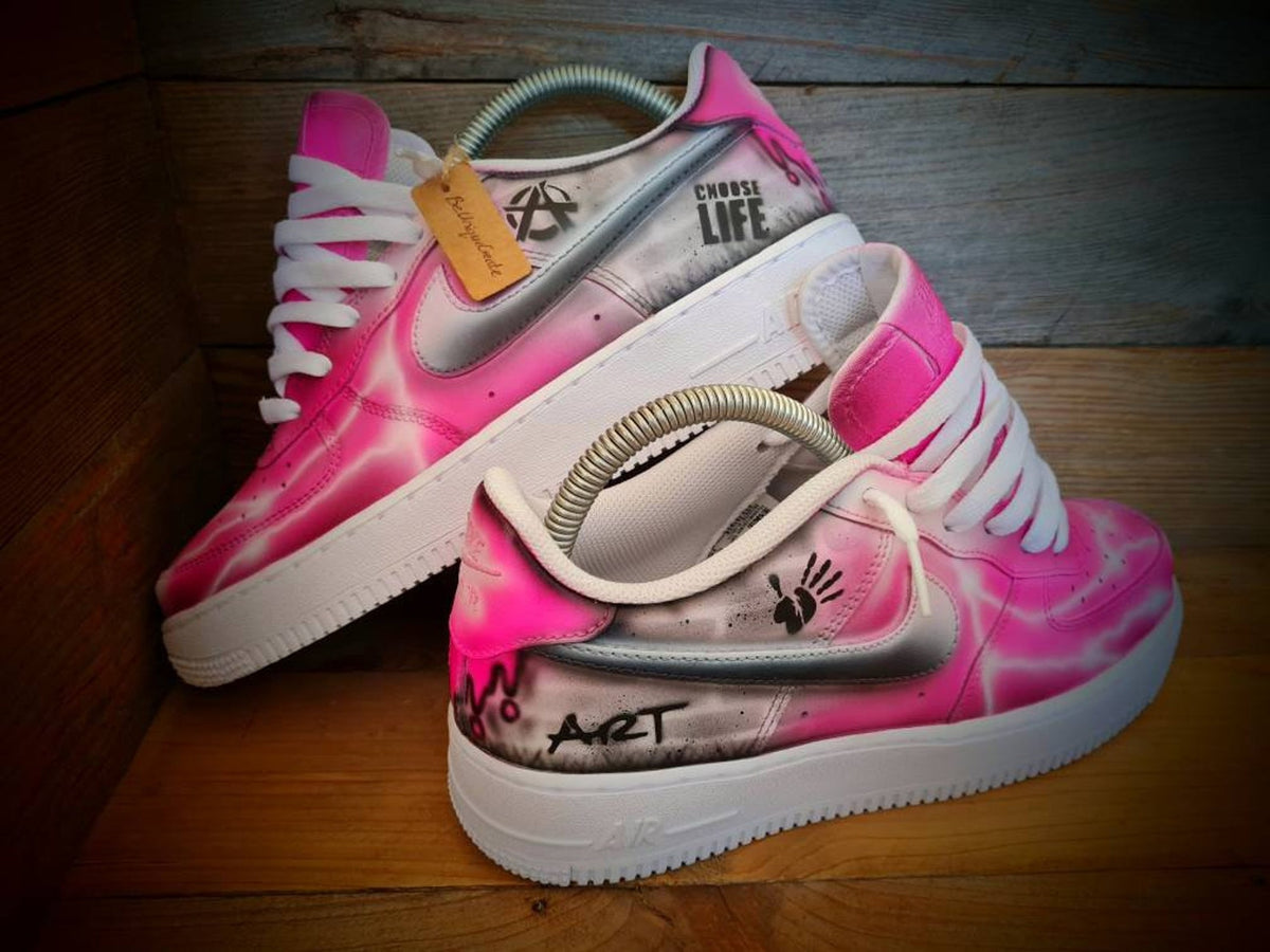 Custom Air Force 1/AF1/Sneakers/Shoes/Kicks/Premium/Personalised/Pink Brick Art