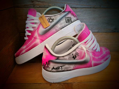 Custom Air Force 1/AF1/Sneakers/Shoes/Kicks/Premium/Personalised/Pink Brick Art