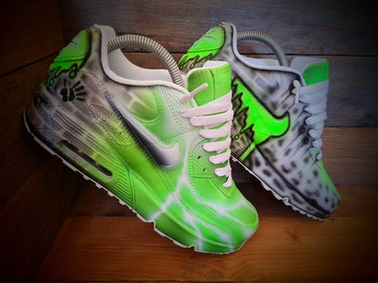 Custom Painted Air Max 90/Sneakers/Shoes/Kicks/Premium/Personalised/Green Brick Art